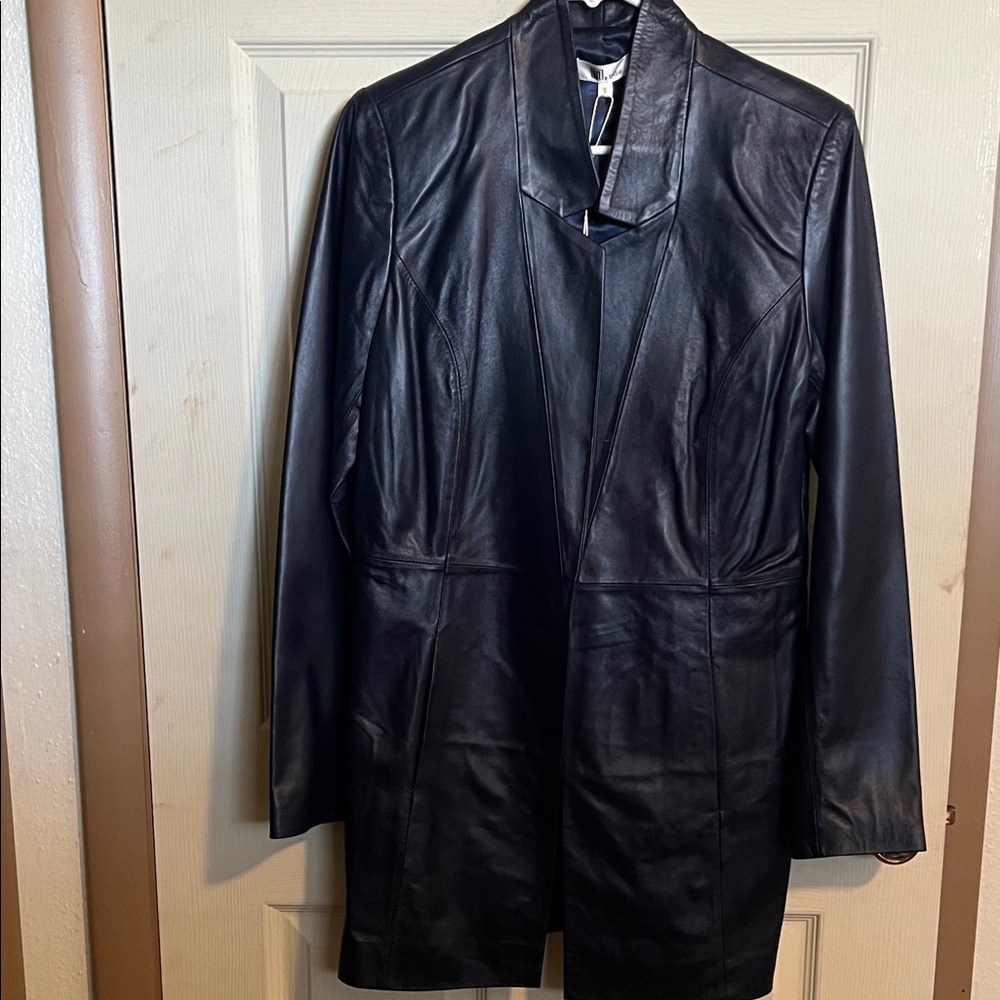 My Tribe Soft Blue Leather Jacket Small